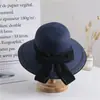 Chapéu de Sol para Viagem de Verão Chapéu de Palha com Laço Chapéu Coreano de Praia Casual Chapéu da Moda Chapéu de Pescador