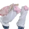 Calentadores de Pierna Adelgazantes Dulces y Suaves Estilo Lolita para Mujer, Cubre Calcetines de Peluche Lindos con Lazo Estilo JK, Calcetines de Longitud Media para Estudiante, Estilo Japonés