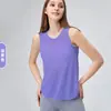 Top de tirantes de yoga calado transfronterizo para mujer, cuello redondo, sin mangas, cubierta atlética ligera y transpirable, top corto para fitness