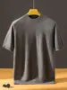 Suéter de Punto para Hombre con Cuello Redondo, 100% Cachemira Pura, Manga Corta, Color Sólido, Corte Holgado, Suéter Ligero para Negocios Casual