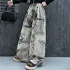 Jeans de Pierna Ancha de Moda para Niñas, Temporada de Primavera y Otoño, Sueltos, para Chicas Altas, Diseño de Retazos Retro Versátil Casual