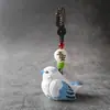Pardal Azul e Branco Escultura em Madeira Maciça Pura Artesanato Estilo Fofo Decoração Criativa para Casa Sala de Estar Escritório Mesa