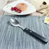 Venta Directa de Fábrica de Cuchillos, Tenedores y Cucharas para Bistec de Restaurante Occidental con Mangos de Goma Negra, Cubiertos Sencillos de Acero Inoxidable para Restaurantes y Hoteles