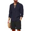 AliExpress 2026 Verano Camisa Henley para Hombre Talla Europea Manga Larga Casual Cuello Mao Versátil Camiseta Hippie Venta al por Mayor Moderna
