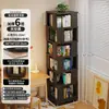 Estantería giratoria de madera maciza, estante de almacenamiento de librería de 360 grados, independiente, montado en la pared, gabinete móvil de esquina para niños, gabinete pequeño y estrecho