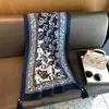 Bufanda Chal Estilo Étnico de Yunnan Algodón y Lino Azul Marino Paisley Bufanda para Aire Acondicionado Bufanda Protectora del Sol Bufanda Exterior