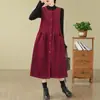 Vestido de Outono e Inverno Vestido Colete de Veludo Moda Solto Redutor de Idade Roupa Feminina