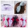 Lindo temperamento doble lazo grande accesorios para el cabello para niños perla encaje hebilla para la cabeza accesorios para el cabello lazo de lunares