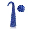 Árvore de Natal Amazon azul de pelo longo artificial, dobrável e extensível, com galhos inclinados, adereço de decoração para cena de festa