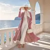 Gabardina larga vintage de terciopelo transfronteriza europea y americana para mujer, con cuello de solapa, corte holgado, caída fluida, hasta la rodilla, larga de moda