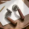 Cerradura de puerta de madera de nogal de lujo ligero estilo francés para uso en interiores en dormitorios, cocinas y baños, manija de puerta dividida universal para el hogar