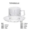 Exquisito Juego de Taza y Platillo Rayado, Taza de Café Doméstica de 220ml con Asa, Juego de Tazas para Bebidas de Té con Leche al por Mayor