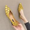 Jinbukang Internet Popular Zapatos de Frijoles para Mujer Verano Puntiagudos Todo-fósforo Hueco Casual Zapatos Planos Zapatos de Primavera para Mujer