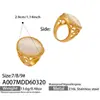 Anillo Geométrico de Acero Inoxidable con Piedra Ojo de Gato de Venta Caliente Transfronteriza, Nuevo Estilo, Diseño Personalizado, Incrustaciones de Gemas de Colores para Mujer
