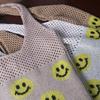 Bolsa Chaleco Bolsa Chaleco Moda Tejida Linda Grande Sonriente Bolso de Hombro Único Bolso de Mano Gran Capacidad Bolso para Viajes Diarios para Mujeres