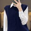 Outono e Inverno novo colete de lã das mulheres solto mangas colete suéter torcido estilo universitário colete de malha elegante colete