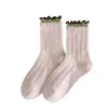 Calcetines Apilados de Doble Puño para Otoño e Invierno Calcetines de Encaje de Media Pantorrilla para Mujer Puño Suelto Versátiles Casuales Suaves Agradables a la Piel Transpirables Calcetines Largos