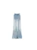 Jeans de Campana de Tiro Bajo Estilo Retro Americano para Mujer, Diseño Veraniego Petite, Corte Ajustado, Pantalones Bootcut de Longitud Completa