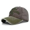 Gorra de Béisbol Bordada con Letras Retro Americanas Gorra Casual Antigua de Color Combinado Lavada de Copa Suave Sombrero Parasol Hombres a la Moda