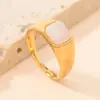 Europa y Estados Unidos explosiones transfronterizas joyería de titanio y acero fundición incrustada anillo de piedra natural geométrica anillo simple de lujo ligero para pareja venta al por mayor