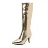 Nuevas Botas Altas de Invierno para Mujer Amazon Comercio Exterior Botas de Caballero Puntiagudas Tacón Alto Botas para Mujer Tallas Grandes 40-47 Botas de Comercio Exterior