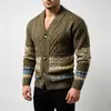 Amazon Transfronterizo Otoño Invierno Nuevo Suéter Cardigan de Punto Retro con Cuello en V para Hombre Moda Juvenil Chaqueta Casual