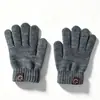 Luvas de tricô infantis para outono e inverno com design de rosto sorridente, cor creme, luvas de cinco dedos, adequadas para idades de 2 a 8 anos, quentes e com dedos separados