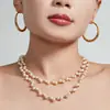 Nuevo collar irregular hecho a mano estilo europeo y americano con perlas artificiales y cadena de acero inoxidable chapada en oro de 18k que no se decolora