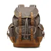 Bolsa de lona encerada de grande capacidade para atividades ao ar livre transfronteiriça, Mochila de caminhada em couro Crazy Horse, Mochila de lona impermeável vintage