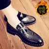 Moda Británica de Invierno Zapatos Casuales de Cuero con Punta Zapatos sin Cordones para Salón de Peluquería de Discoteca Zapatos Mocasines que Aumentan la Altura Zapatos Cálidos de Algodón para Hombre