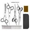 Venta al por mayor del fabricante Juego de tijeras de peluquería de acero inoxidable para mascotas Tijeras de peluquería de 6 pulgadas Suministros de belleza Juego combinado de tijeras de dientes planos