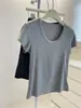~Refrescante~ T-shirt Clareadora e Emagrecedora para Mulheres! Verão Petite Elástica Emagrecedora Gola U Ombro Normal Lisa Manga Curta