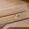 Collar de caramelo con nudo de cuerda tachonado de diamantes, superventas transfronterizo, colgante cuadrado dulce con zirconia cúbica, cadena para clavícula de nicho de lujo ligero al por mayor