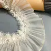 Lolita Encaje Blanco y Negro Borde de Perlas Encaje DIY Ropa Zapatos Sombreros Bolsos Vestido de Boda Borde de Cortina Blanco Medio Metro