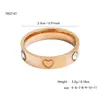 Anel Retro Coração Cravejado com Diamantes Estilo Moda Francesa para Mulheres, Aço Inoxidável Banhado a Ouro 18K Trevo de Quatro Folhas, Acessório Simples e de Alta Qualidade