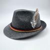 Sombrero de fieltro gris Oktoberfest pluma de faisán cuerda tricolor alemana sombrero de vacaciones sombrero comercio exterior Amazon transfronterizo