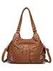 Bolsa de Grande Capacidade para Mulheres Outono e Inverno 2025 Nova Couro Macio Retrô Bolsa de Ombro Transversal Casual Estudante Bolsa Tote para Aula