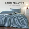 Novo Conjunto de Quatro Peças de Seda Gelada 2025 Lençol de Cama de Luxo Leve Capa de Edredom de Verão Seda Lisa Roupa de Cama para Dormir Nu
