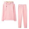 9531#2023 Outono/Inverno Europeu e Americano Roupas Femininas Explosões Moda Lã Selo de Couro Manga Longa Com Capuz Lazer Esportes Terno