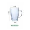 Taza de agua de vidrio de borosilicato con forma de huevo y asa para sala de estar, oficina, vidrio transparente, para jugo, leche, café, taza de doble capa