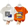 Camisetas de Verão Tendência com Manga Curta para Meninos Mais Velhos, Roupas Infantis 100% Algodão Puro, Camisetas de Menino, Camisas de Verão Infantis com Manga Curta