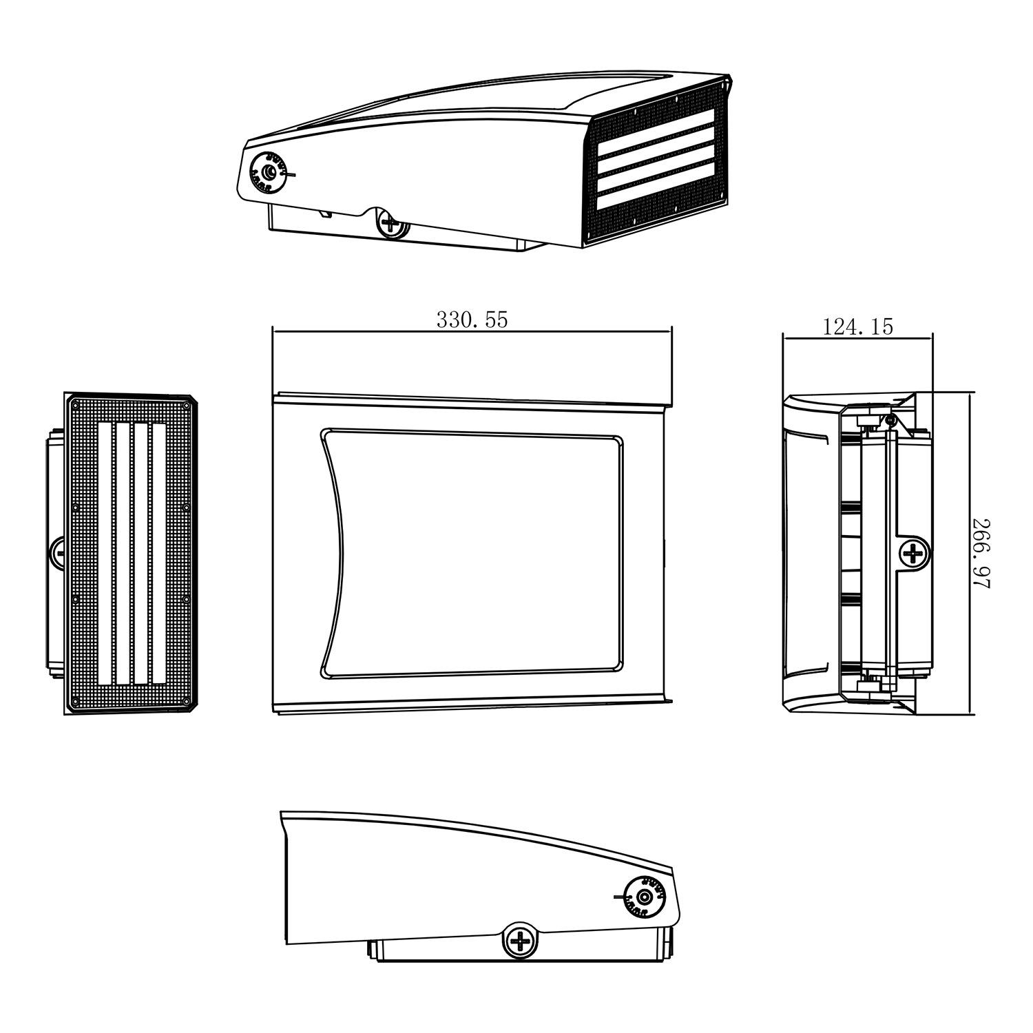 size for 100W full cutoff wall