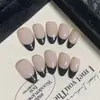 Dicas de Unha Vestíveis Premium para Comércio Exterior, Novos Adesivos de Unha Postiça Simples e de Alto Padrão Estilo Hepburn com Borda Preta, Dicas de Nail Art para Atacado