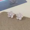Pendientes de Verano Nuevos Super Hada Coloridos Degradado Flor de Cerezo Mariposa para Mujer Aguja de Plata Pasador Pequeño Estéreo Flor Pendientes Estilo Antiguo