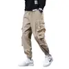 Pantalones Cargo con Bolsillos de Múltiples Solapas Estilo Japonés Marca de Moda Talla Grande Pierna Ancha con Cordón Primavera y Otoño Soldadura Trabajo al Aire Libre Pantalones Casuales