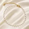 Joyería transfronteriza europea y americana hecha a mano cadena de perlas redondas tobillera temperamento personalidad femenina popular tobillera blanca de playa