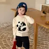 Suéter de Punto Jacquard de Lana Tejido para Niños y Niñas Otoño Invierno Cuello Redondo Manga Larga Sudadera con Dibujo de Panda Capa Base