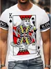 Camiseta masculina de manga curta com gola redonda, estampa de pôquer, comércio exterior europeu e americano, moda casual, camiseta de manga curta