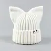 Gorro de Punto con Orejas de Gato de Nuevo Estilo Otoño e Invierno Transfronterizo para Mujer, Circunferencia de Cabeza Grande, Hace que la Cara se Vea Más Pequeña, Cálido, Casual, Moda Coreana