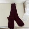 Primavera y Otoño Nuevo Estilo Coreano Ins Color Sólido Calcetines Planos Hasta la Pantorrilla Calcetín Apilado Rayas y Rojo Vino Rojo Áncora Calcetines